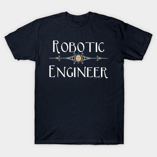 Robotic Engineer Decorative Line White T-Shirt by Barthol Graphics